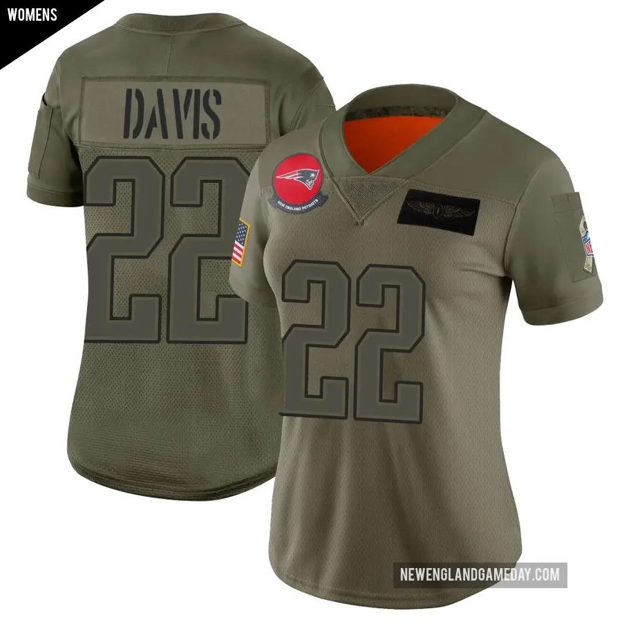 Women's New England Patriots ＃22 Cody Davis Camo Limited 2019 Salute to Service Jersey