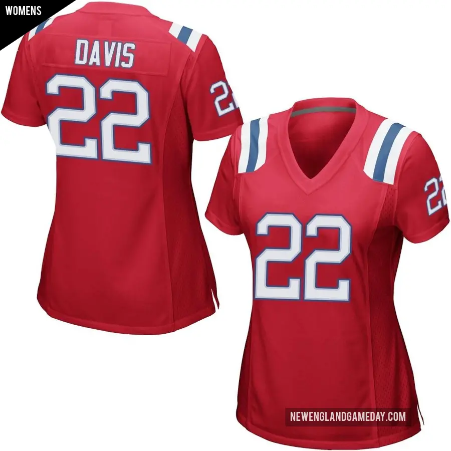 Women's New England Patriots ＃22 Cody Davis Red Game Alternate Jersey