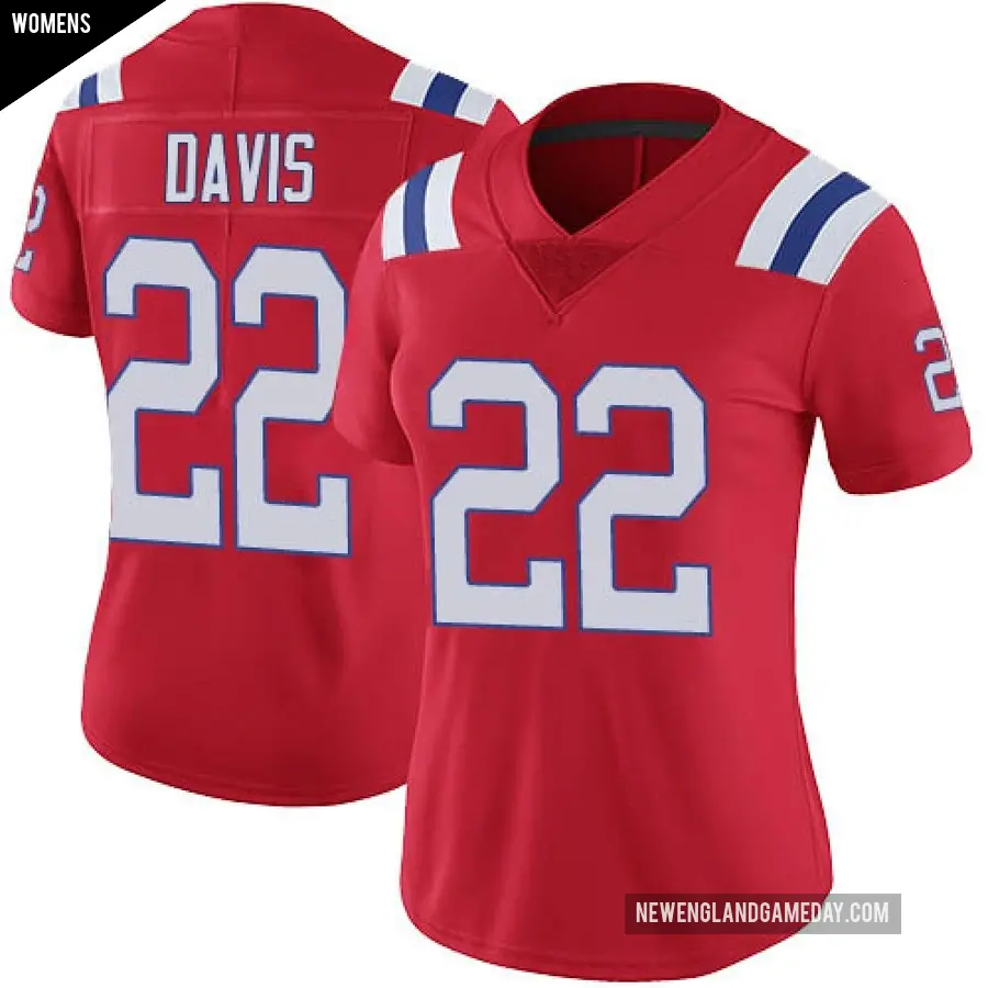 Women's New England Patriots ＃22 Cody Davis Red Limited Vapor Untouchable Alternate Jersey