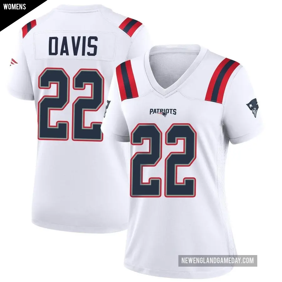 Women's New England Patriots ＃22 Cody Davis White Game Jersey