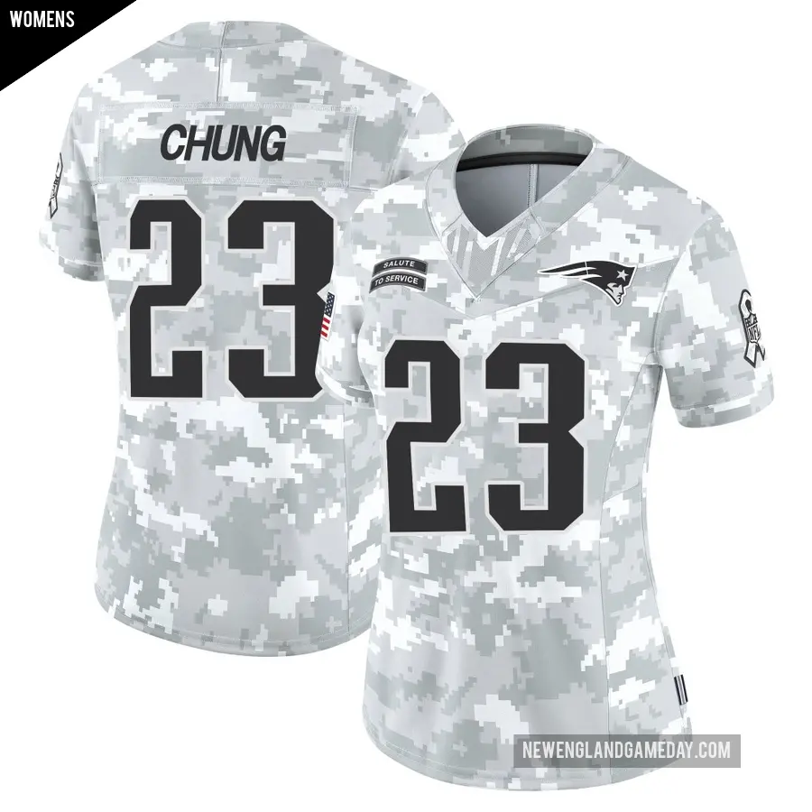 Women's New England Patriots ＃23 Patrick Chung Arctic Camo Limited 2024 Salute to Service Jersey