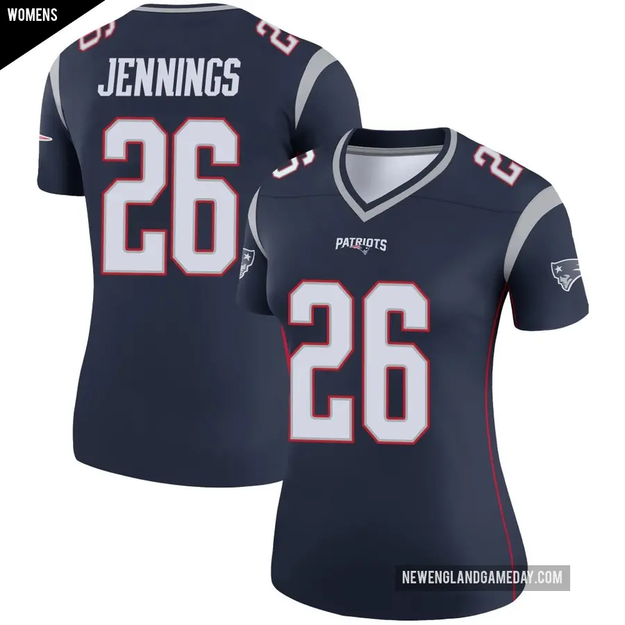 Women's New England Patriots ＃26 Terrell Jennings Navy Legend Jersey