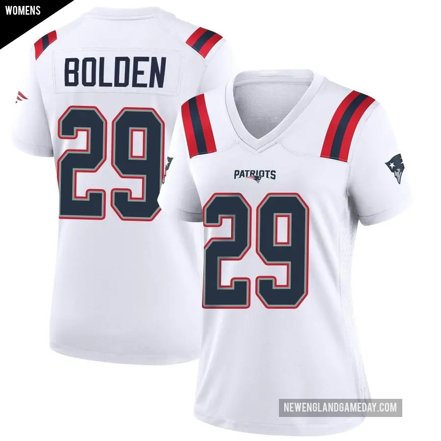 Women's New England Patriots ＃29 Isaiah Bolden White Game Jersey
