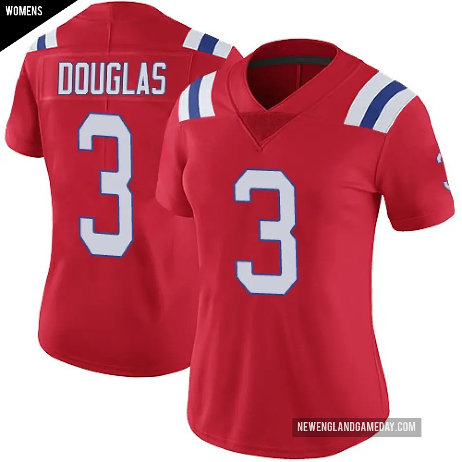 Women's New England Patriots ＃3 DeMario Douglas Red Limited Vapor Untouchable Alternate Jersey