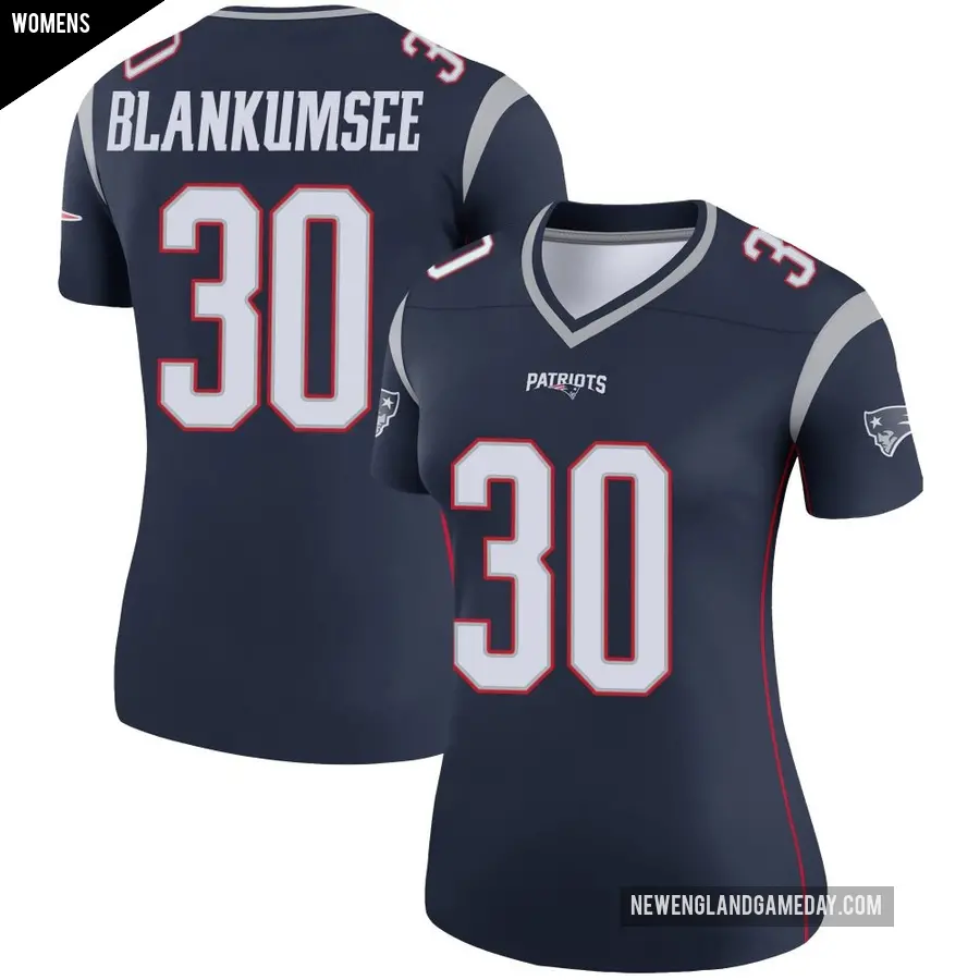 Women's New England Patriots ＃30 Demeer Blankumsee Navy Legend Jersey
