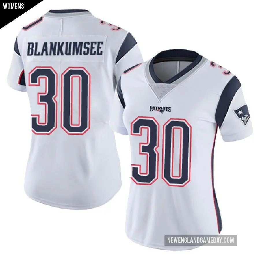 Women's New England Patriots ＃30 Demeer Blankumsee White Limited Vapor Untouchable Jersey