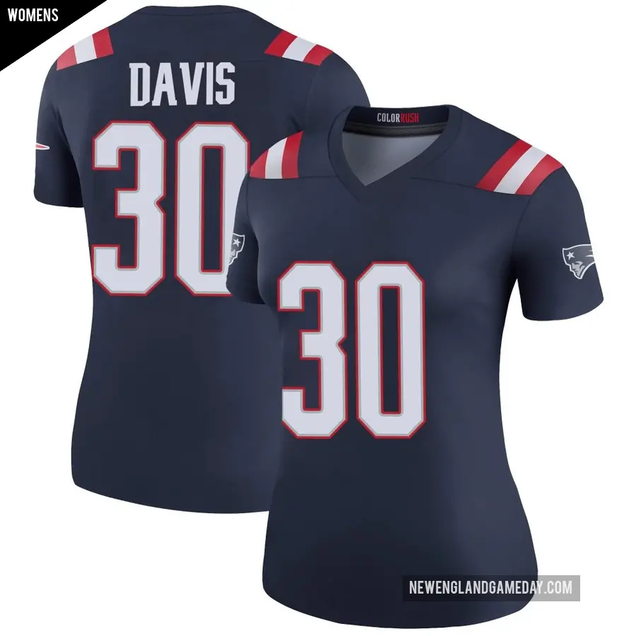 Women's New England Patriots ＃30 Tyler Davis Navy Legend Color Rush Jersey