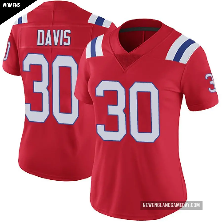 Women's New England Patriots ＃30 Tyler Davis Red Limited Vapor Untouchable Alternate Jersey