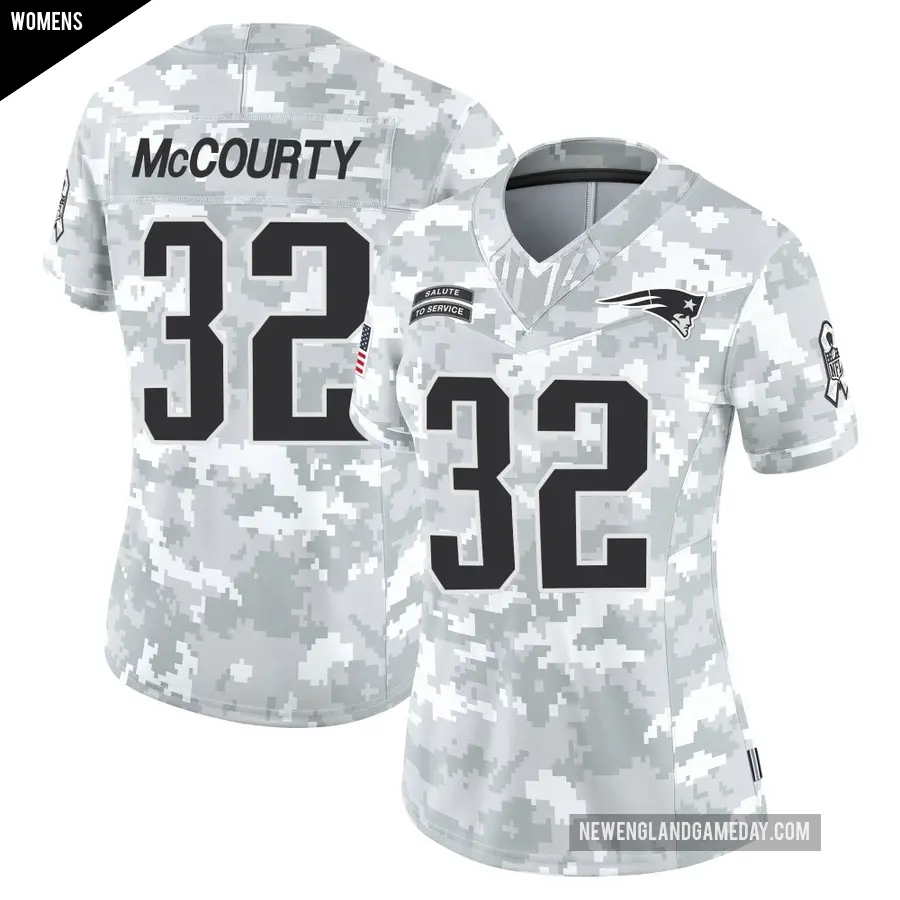 Women's New England Patriots ＃32 Devin McCourty Arctic Camo Limited 2024 Salute to Service Jersey