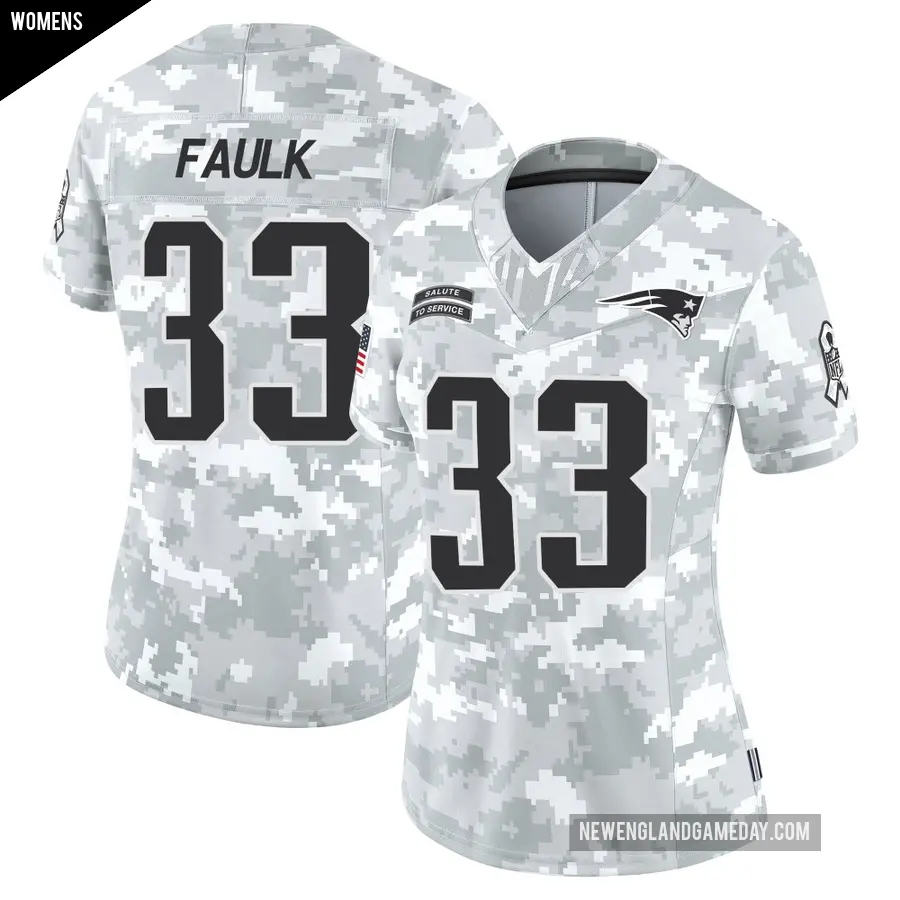 Women's New England Patriots ＃33 Kevin Faulk Arctic Camo Limited 2024 Salute to Service Jersey