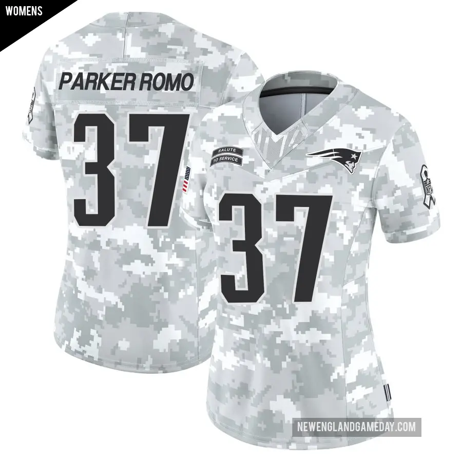 Women's New England Patriots ＃37 John Parker Romo Arctic Camo Limited 2024 Salute to Service Jersey
