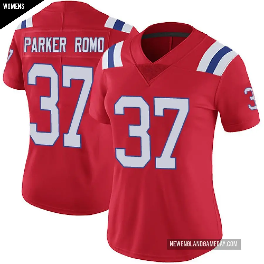 Women's New England Patriots ＃37 John Parker Romo Red Limited Vapor Untouchable Alternate Jersey