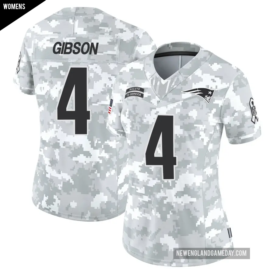 Women's New England Patriots ＃4 Antonio Gibson Arctic Camo Limited 2024 Salute to Service Jersey