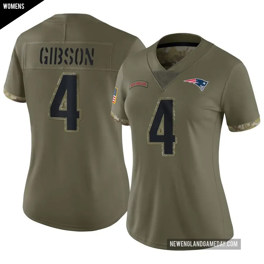 Women's New England Patriots ＃4 Antonio Gibson Olive Limited 2022 Salute To Service Jersey
