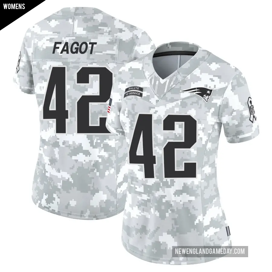 Women's New England Patriots ＃42 Diego Fagot Arctic Camo Limited 2024 Salute to Service Jersey