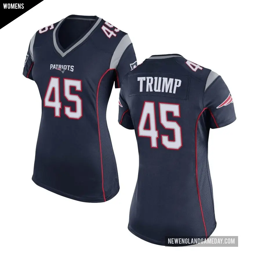 Women's New England Patriots ＃45 Donald Trump Navy Blue Game Team Color Jersey
