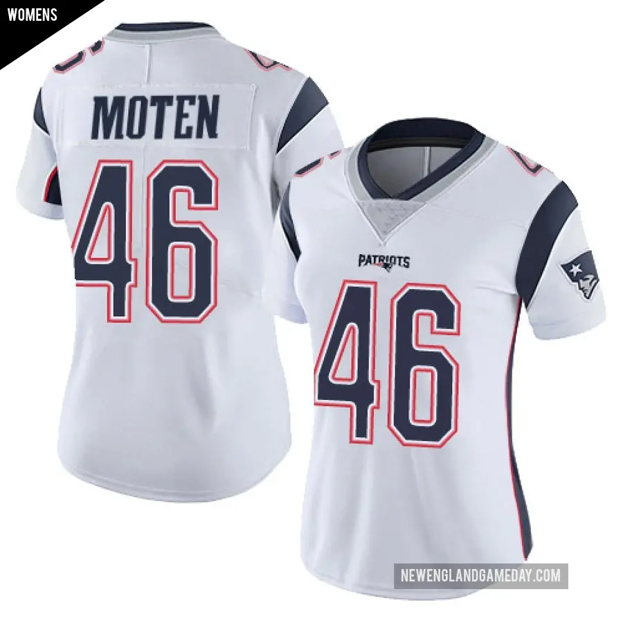Women's New England Patriots ＃46 R.J. Moten White Limited Vapor Untouchable Jersey