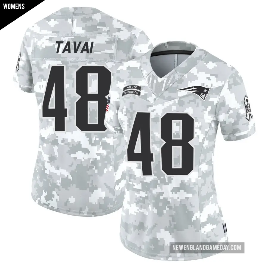 Women's New England Patriots ＃48 Jahlani Tavai Arctic Camo Limited 2024 Salute to Service Jersey