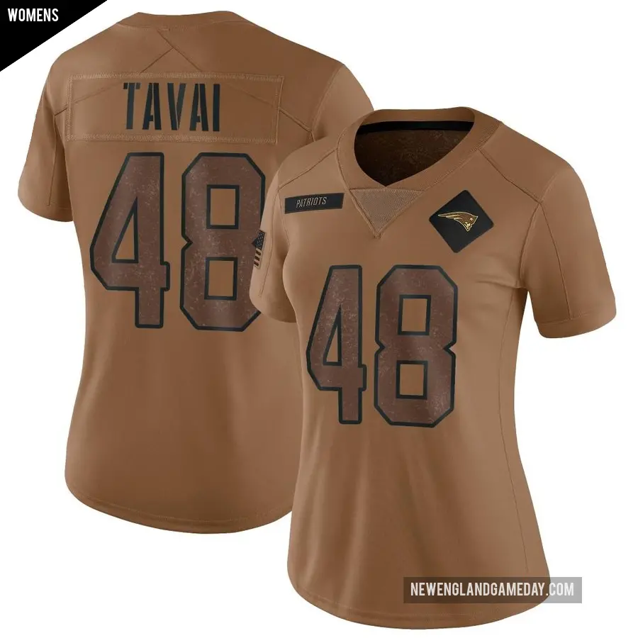 Women's New England Patriots ＃48 Jahlani Tavai Brown Limited 2023 Salute To Service Jersey