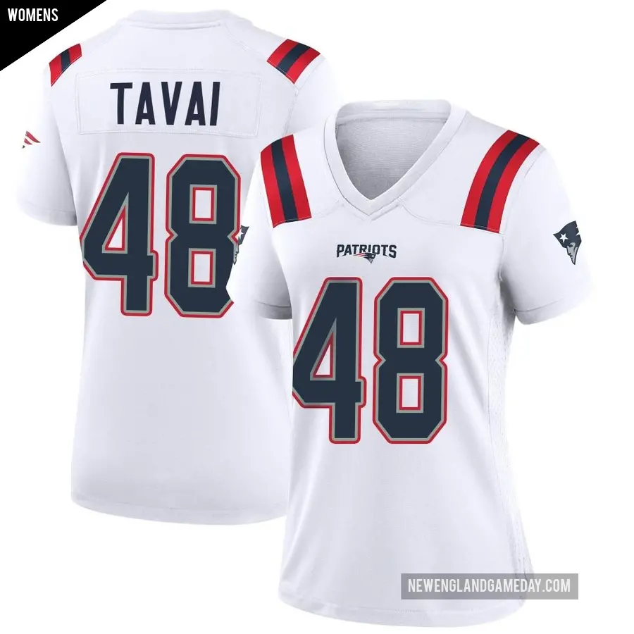 Women's New England Patriots ＃48 Jahlani Tavai White Game Jersey
