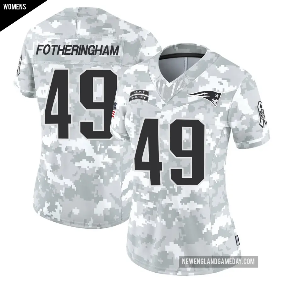 Women's New England Patriots ＃49 Cole Fotheringham Arctic Camo Limited 2024 Salute to Service Jersey