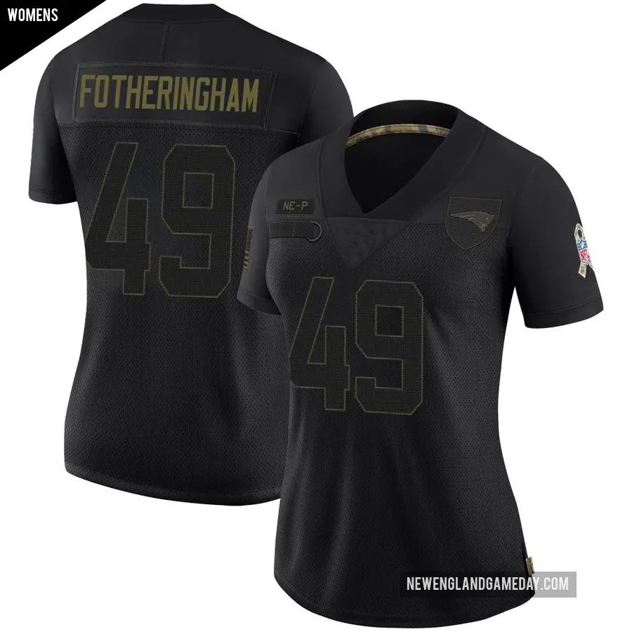 Women's New England Patriots ＃49 Cole Fotheringham Black Limited 2020 Salute To Service Jersey