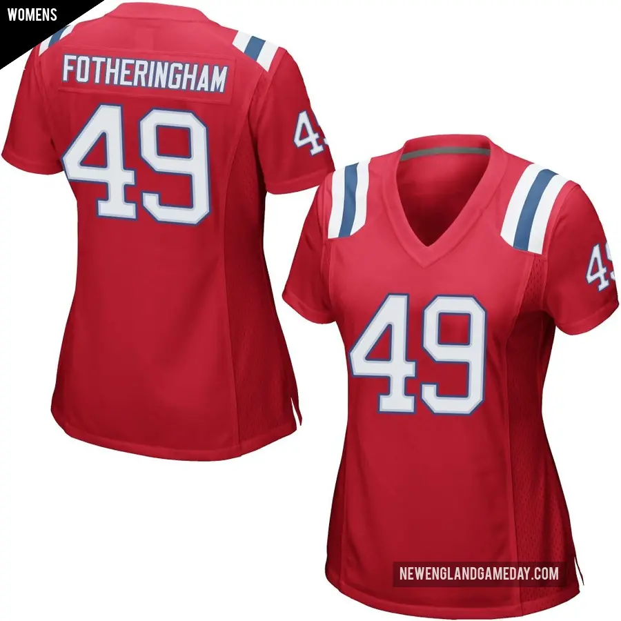 Women's New England Patriots ＃49 Cole Fotheringham Red Game Alternate Jersey