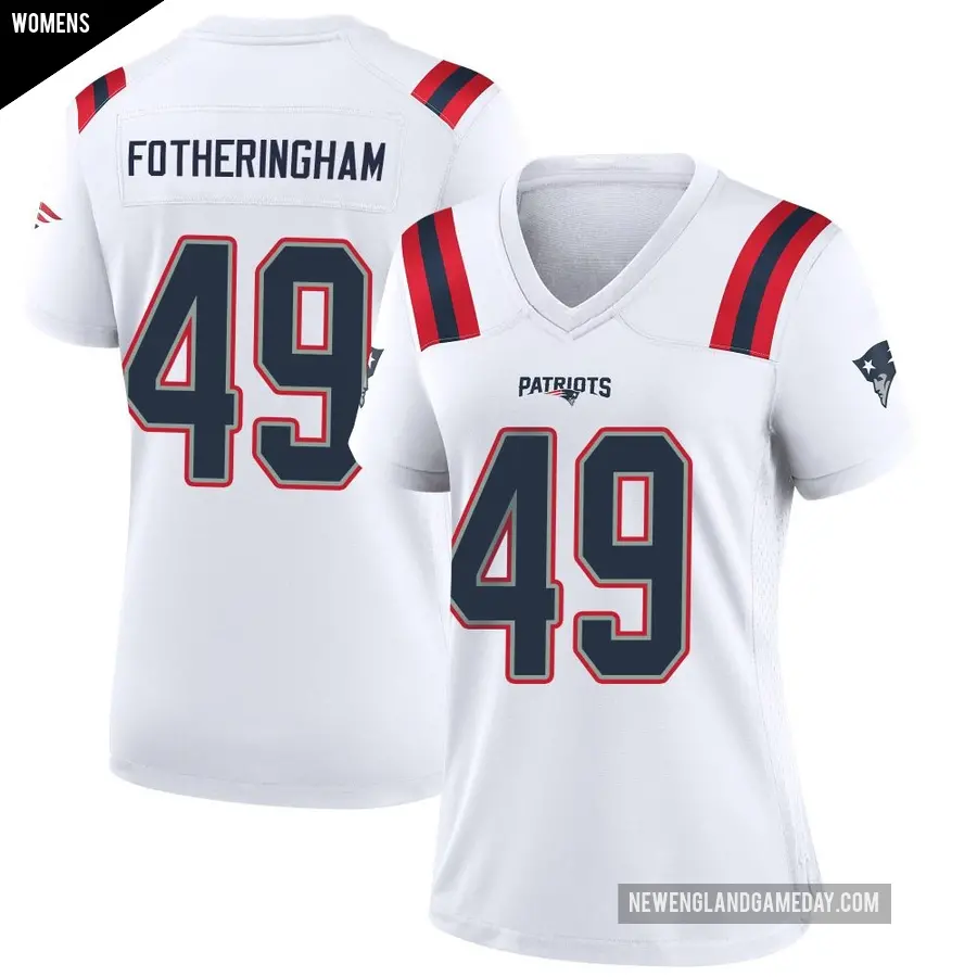 Women's New England Patriots ＃49 Cole Fotheringham White Game Jersey
