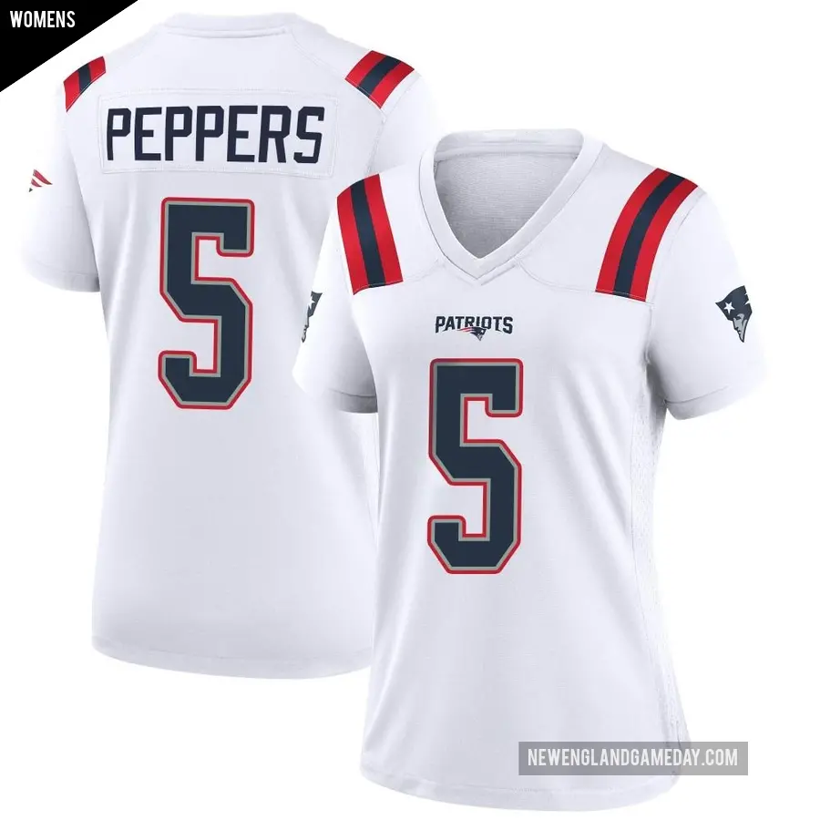 Women's New England Patriots ＃5 Jabrill Peppers White Game Jersey