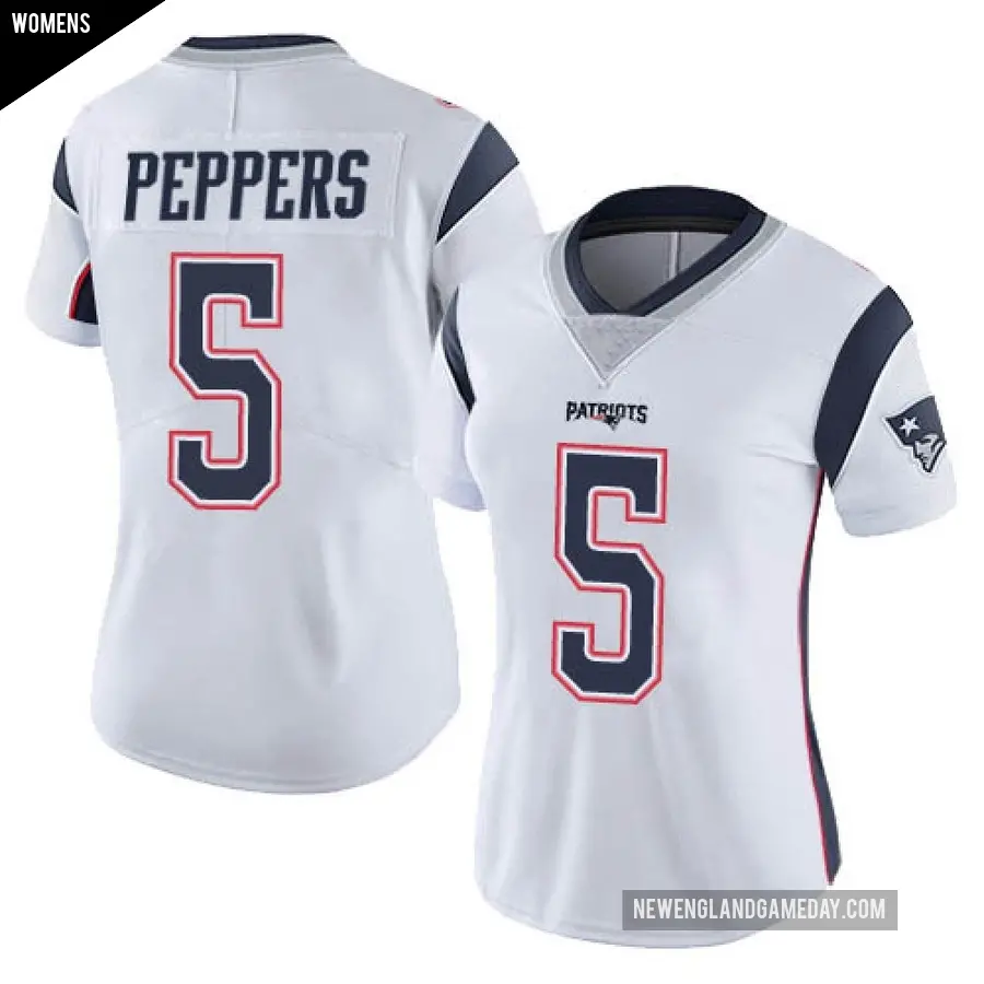 Women's New England Patriots ＃5 Jabrill Peppers White Limited Vapor Untouchable Jersey