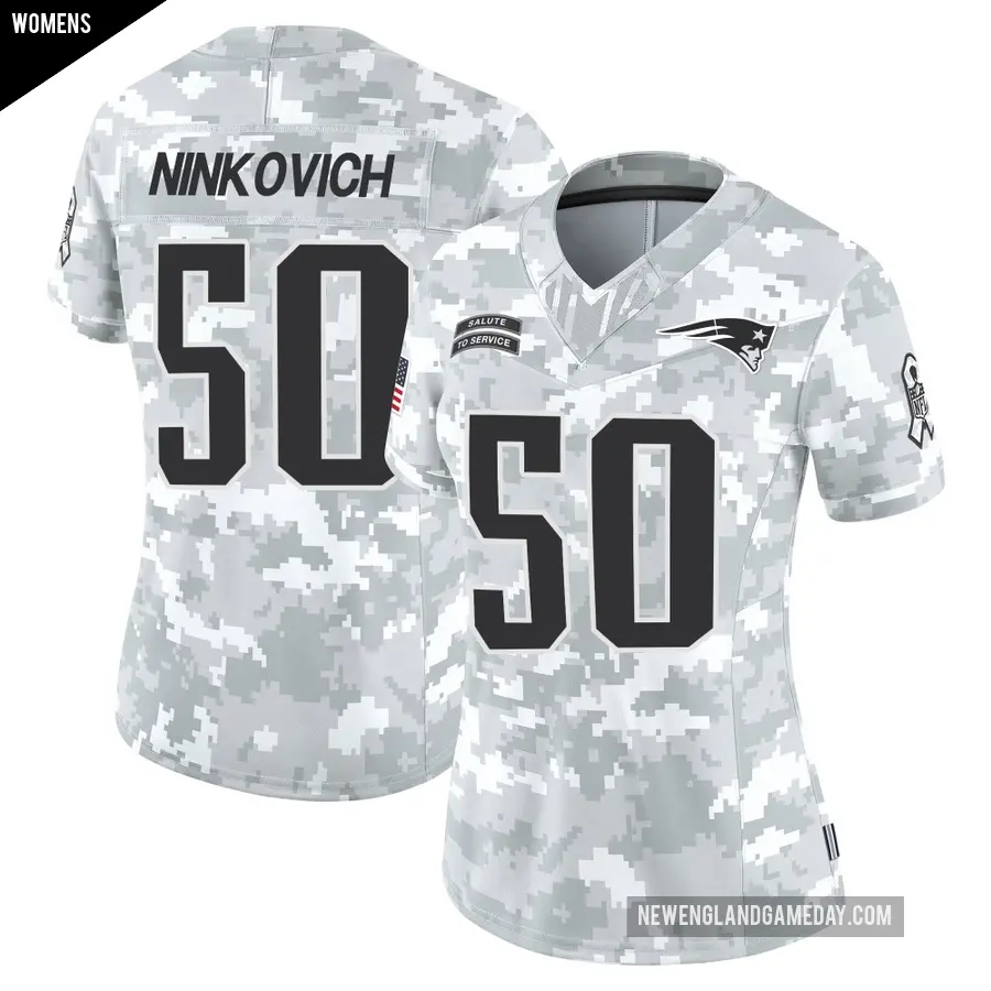 Women's New England Patriots ＃50 Rob Ninkovich Arctic Camo Limited 2024 Salute to Service Jersey