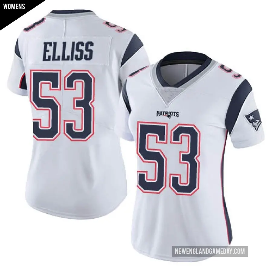 Women's New England Patriots ＃53 Christian Elliss White Limited Vapor Untouchable Jersey