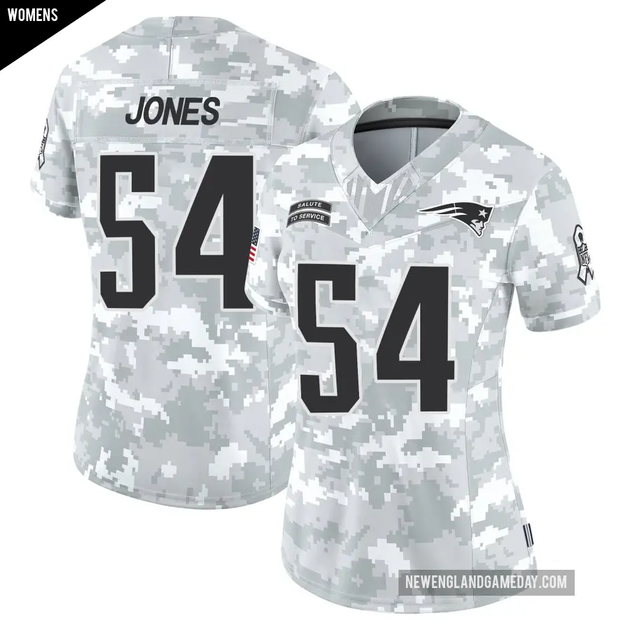 Women's New England Patriots ＃54 Truman Jones Arctic Camo Limited 2024 Salute to Service Jersey