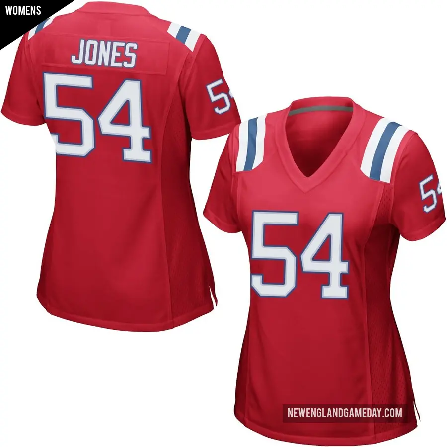 Women's New England Patriots ＃54 Truman Jones Red Game Alternate Jersey