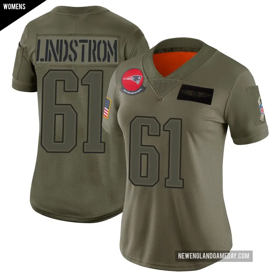 Women's New England Patriots ＃61 Alec Lindstrom Camo Limited 2019 Salute to Service Jersey