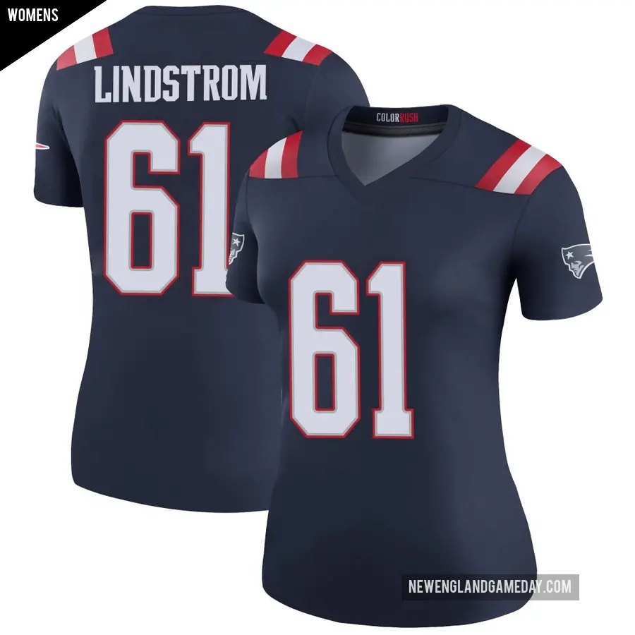 Women's New England Patriots ＃61 Alec Lindstrom Navy Legend Color Rush Jersey