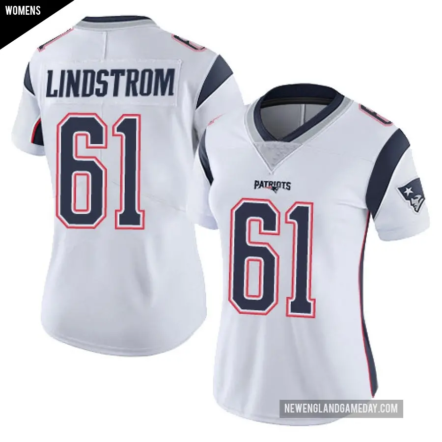 Women's New England Patriots ＃61 Alec Lindstrom White Limited Vapor Untouchable Jersey