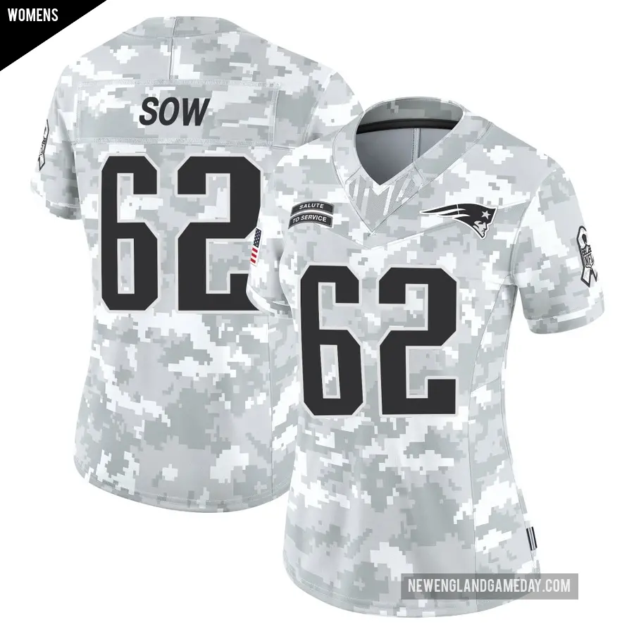 Women's New England Patriots ＃62 Sidy Sow Arctic Camo Limited 2024 Salute to Service Jersey