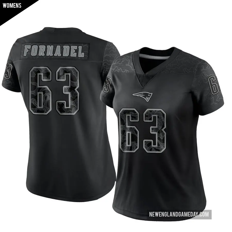 Women's New England Patriots ＃63 Liam Fornadel Black Limited Reflective Jersey