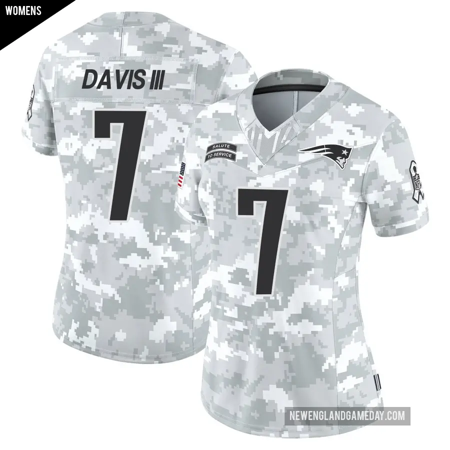 Women's New England Patriots ＃7 Carlton Davis III Arctic Camo Limited 2024 Salute to Service Jersey