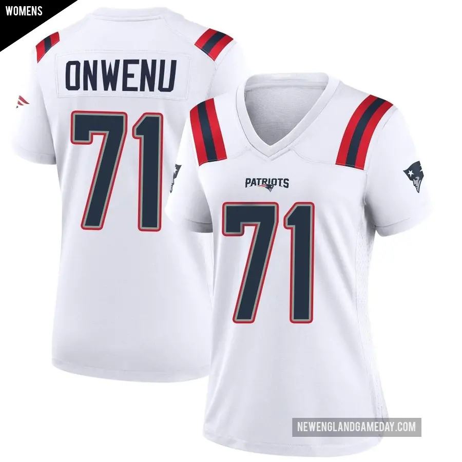 Women's New England Patriots ＃71 Mike Onwenu White Game Jersey