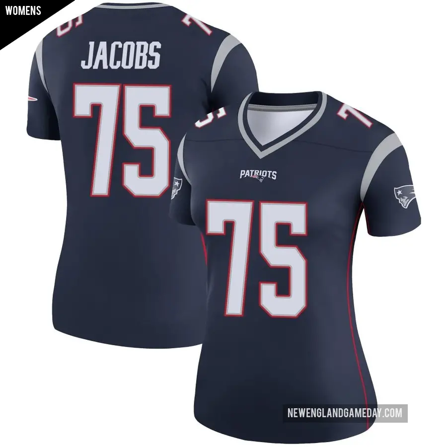Women's New England Patriots ＃75 Demontrey Jacobs Navy Legend Jersey