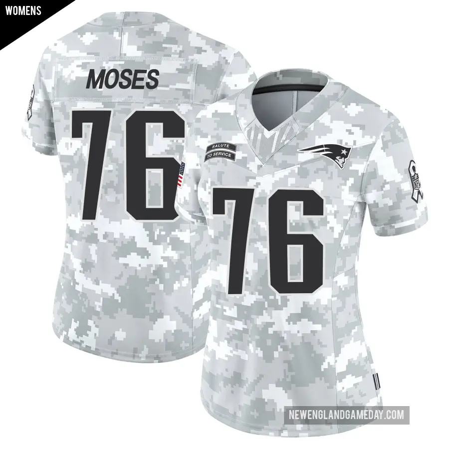 Women's New England Patriots ＃76 Morgan Moses Arctic Camo Limited 2024 Salute to Service Jersey