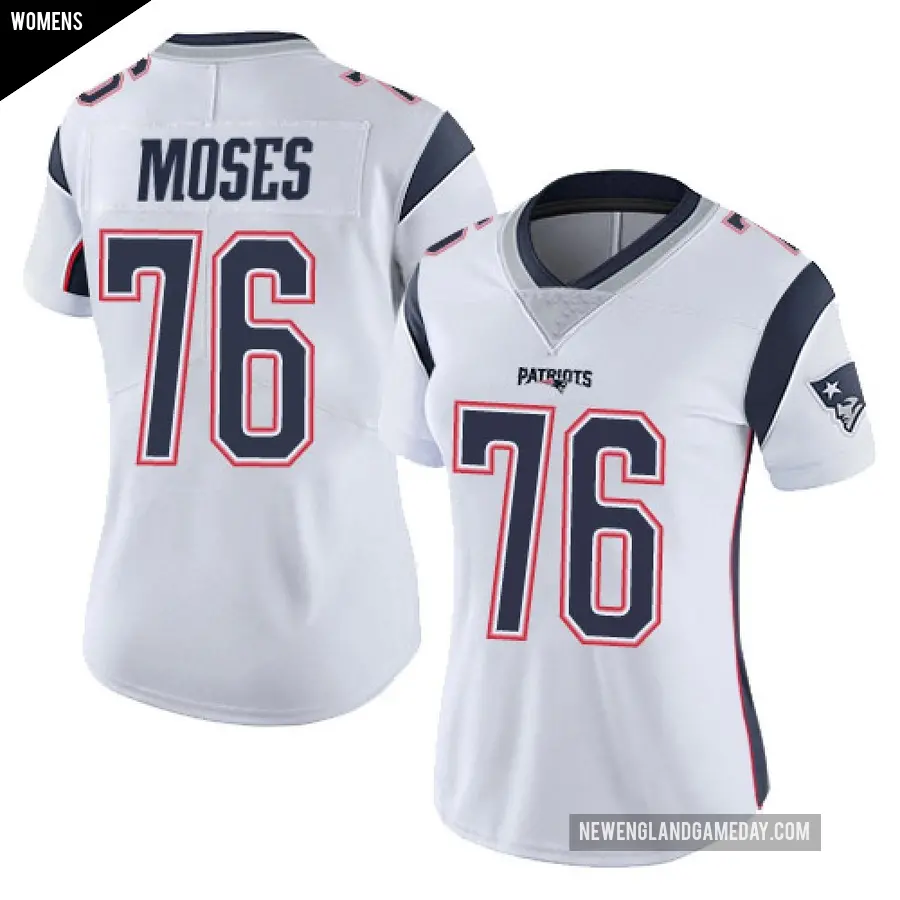 Women's New England Patriots ＃76 Morgan Moses White Limited Vapor Untouchable Jersey