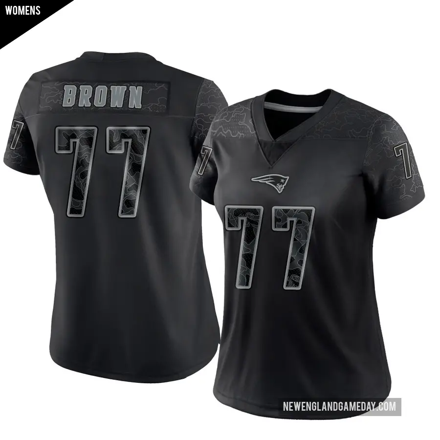 Women's New England Patriots ＃77 Ben Brown Black Limited Reflective Jersey