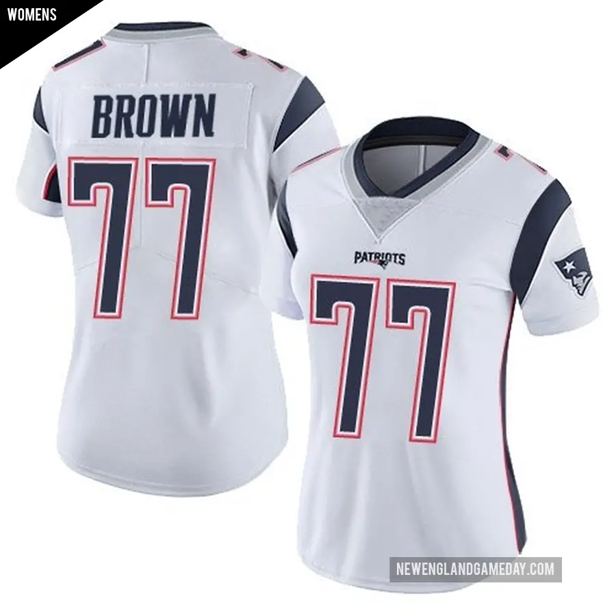 Women's New England Patriots ＃77 Ben Brown White Limited Vapor Untouchable Jersey