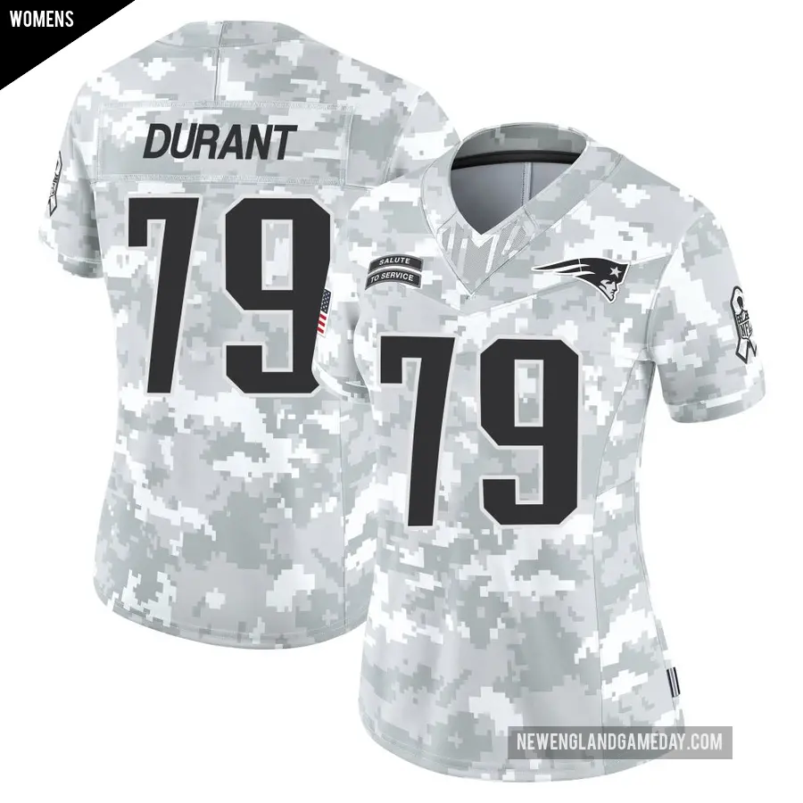 Women's New England Patriots ＃79 Yasir Durant Arctic Camo Limited 2024 Salute to Service Jersey