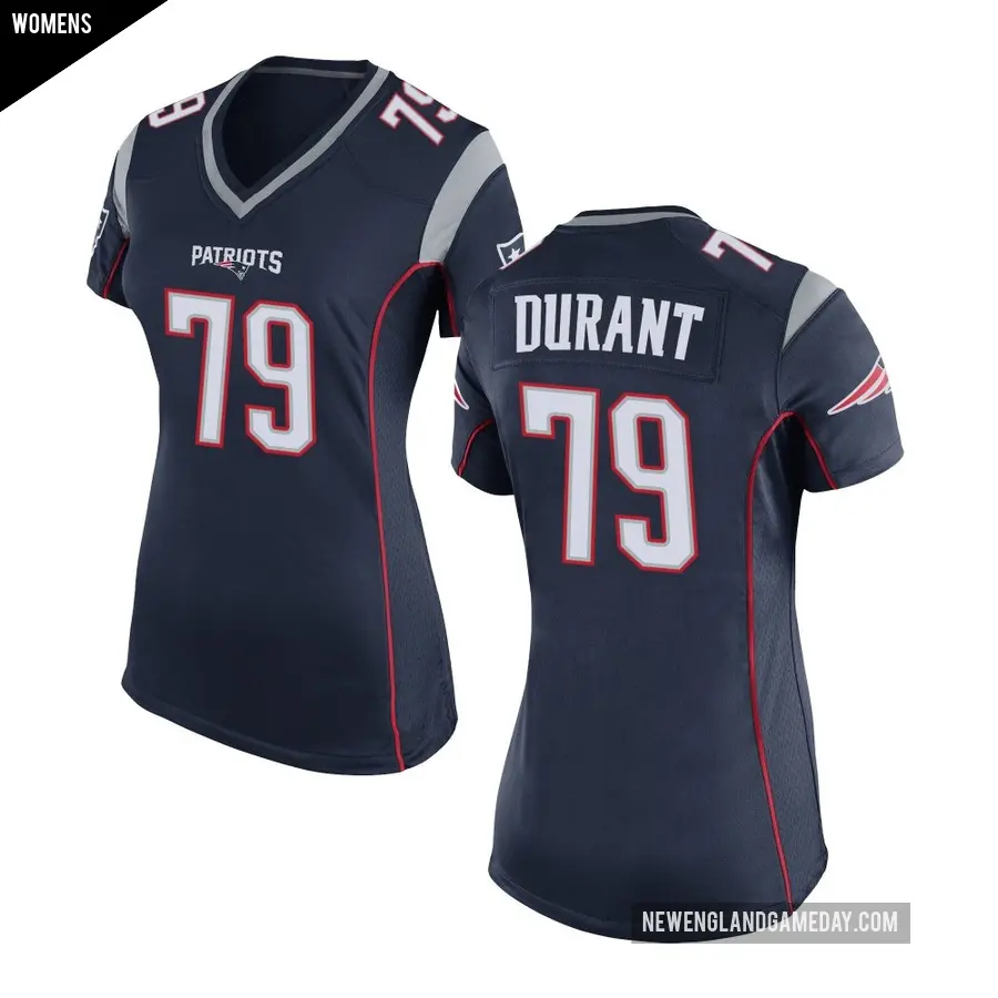 Women's New England Patriots ＃79 Yasir Durant Navy Blue Game Team Color Jersey