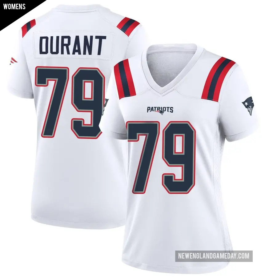 Women's New England Patriots ＃79 Yasir Durant White Game Jersey