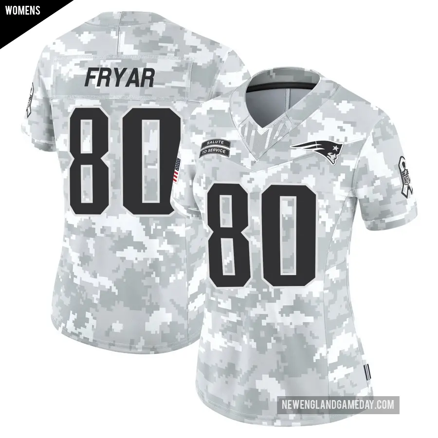 Women's New England Patriots ＃80 Irving Fryar Arctic Camo Limited 2024 Salute to Service Jersey